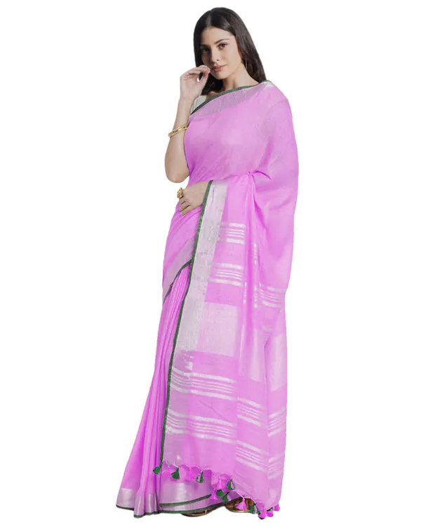 MH_HANDLOOM_Women's_Linen_Slub_Saree_with_Blouse_Piece_for_Every_Occasion