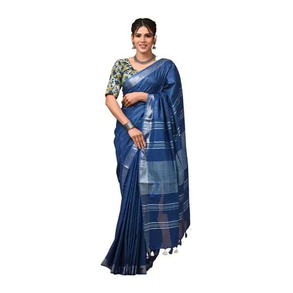 MH_HANDLOOM_Women's_Linen_Slub_Saree_with_Blouse_Piece_for_Every_Occasion