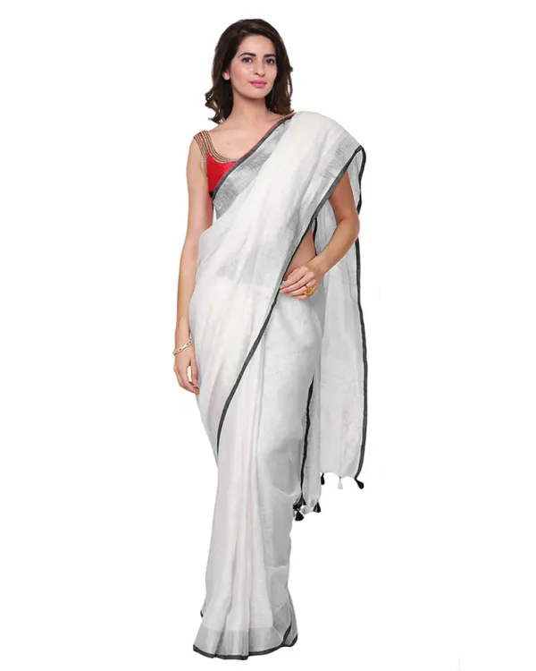 MH_HANDLOOM_Women's_Linen_Slub_Saree_with_Blouse_Piece_for_Every_Occasion