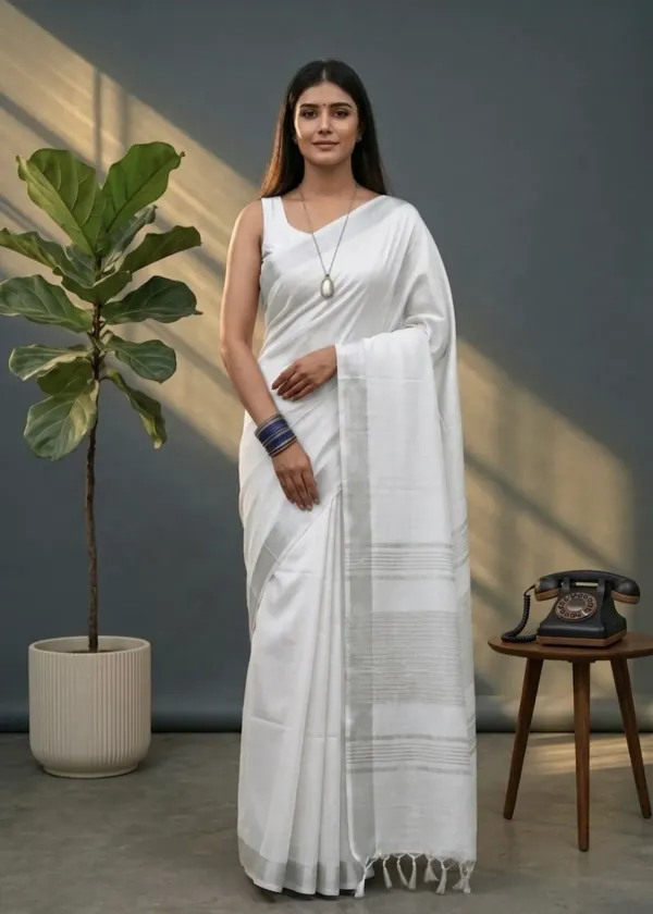 MH_HANDLOOM_Women's_Linen_Slub_Saree_with_Blouse_Piece_for_Every_Occasion