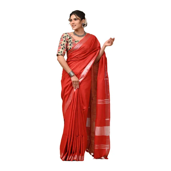 MH_HANDLOOM_Women's_Linen_Slub_Saree_with_Blouse_Piece_for_Every_Occasion
