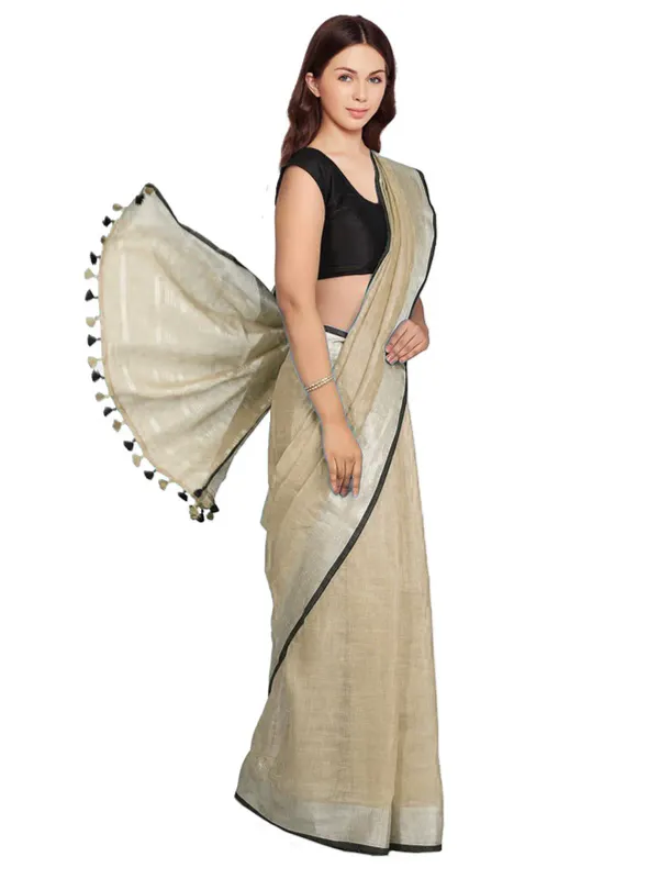 MH_HANDLOOM_Women's_Linen_Slub_Saree_with_Blouse_Piece_for_Every_Occasion