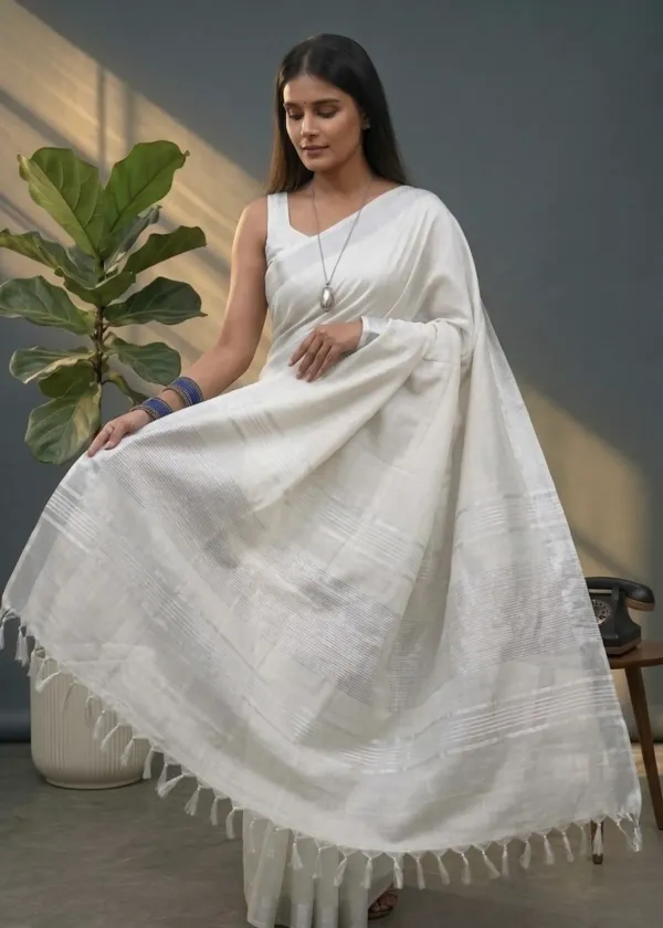 MH_HANDLOOM_Women's_Linen_Slub_Saree_with_Blouse_Piece_for_Every_Occasion