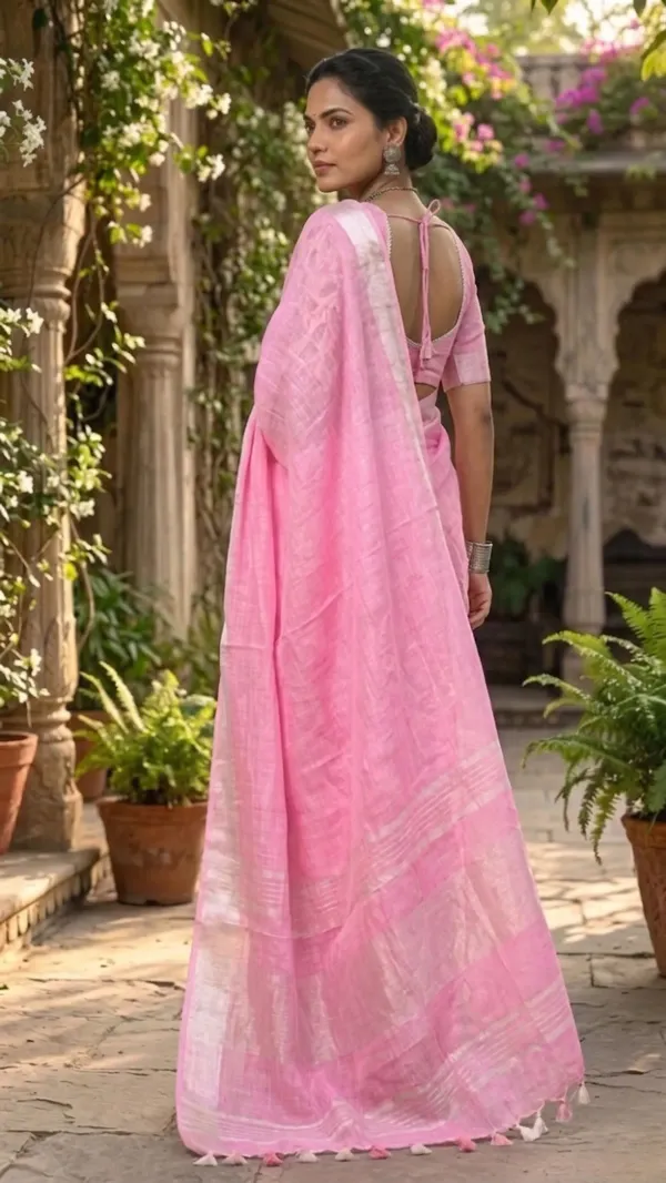 MH_HANDLOOM_Women's_Linen_Slub_Saree_with_Blouse_Piece_for_Every_Occasion