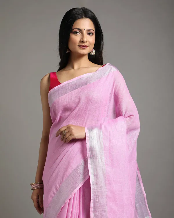 MH_HANDLOOM_Women's_Linen_Slub_Saree_with_Blouse_Piece_for_Every_Occasion