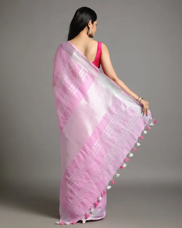 MH_HANDLOOM_Women's_Linen_Slub_Saree_with_Blouse_Piece_for_Every_Occasion