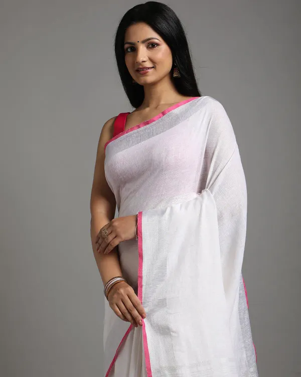 MH_HANDLOOM_Women's_Linen_Slub_Saree_with_Blouse_Piece_for_Every_Occasion