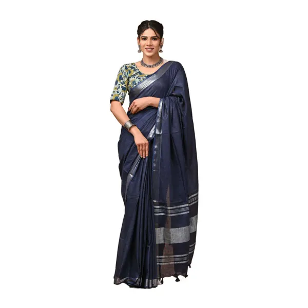 MH_HANDLOOM_Women's_Linen_Slub_Saree_with_Blouse_Piece_for_Every_Occasion