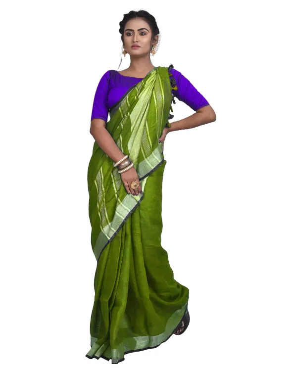 MH_HANDLOOM_Women's_Linen_Slub_Saree_with_Blouse_Piece_for_Every_Occasion