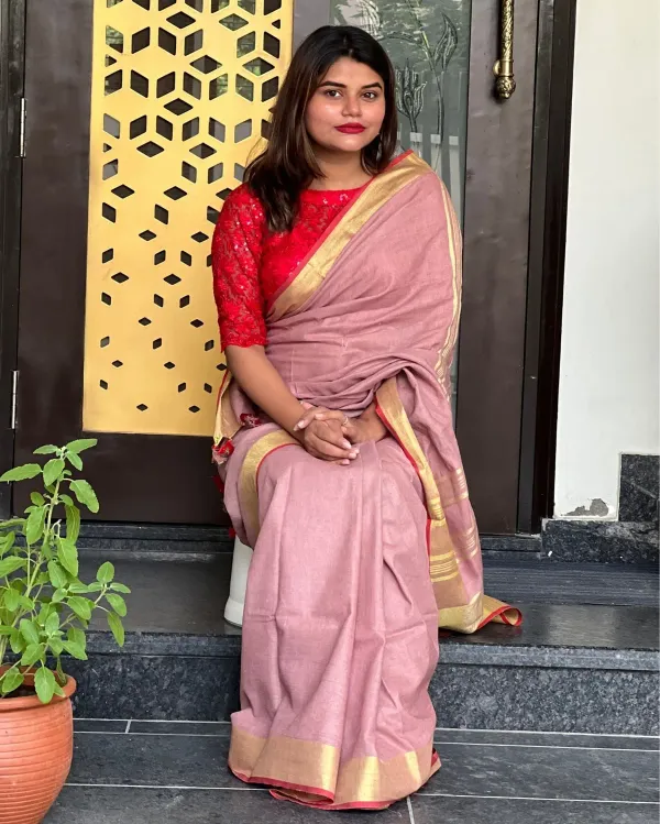 MH_HANDLOOM_Women's_Linen_Slub_Saree_with_Blouse_Piece_for_Every_Occasion