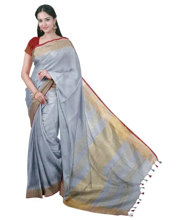 MH_HANDLOOM_Women's_Linen_Slub_Saree_with_Blouse_Piece_for_Every_Occasion