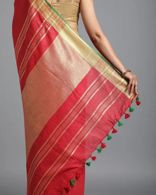 MH_HANDLOOM_Women's_Linen_Slub_Saree_with_Blouse_Piece_for_Every_Occasion