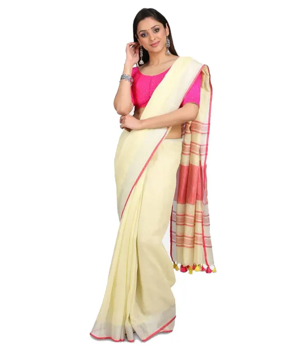 MH_HANDLOOM_Women's_Linen_Slub_Saree_with_Blouse_Piece_for_Every_Occasion