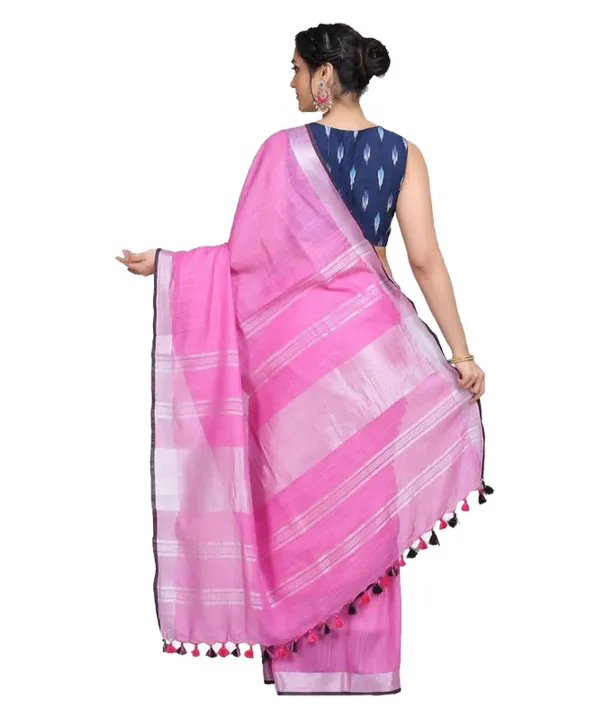 MH_HANDLOOM_Women's_Linen_Slub_Saree_with_Blouse_Piece_for_Every_Occasion