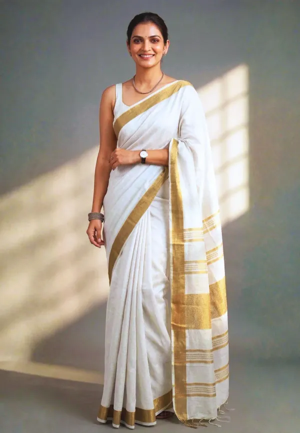 MH_HANDLOOM_Women's_Linen_Slub_Saree_with_Blouse_Piece_for_Every_Occasion