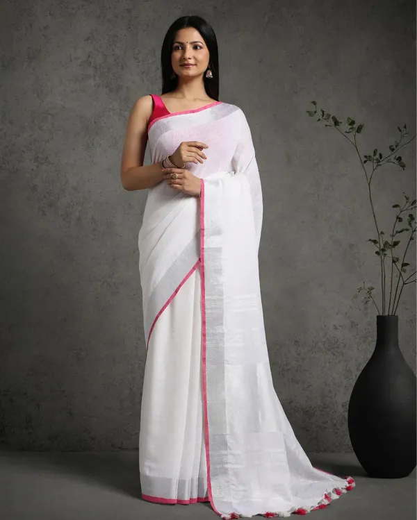 MH_HANDLOOM_Women's_Linen_Slub_Saree_with_Blouse_Piece_for_Every_Occasion
