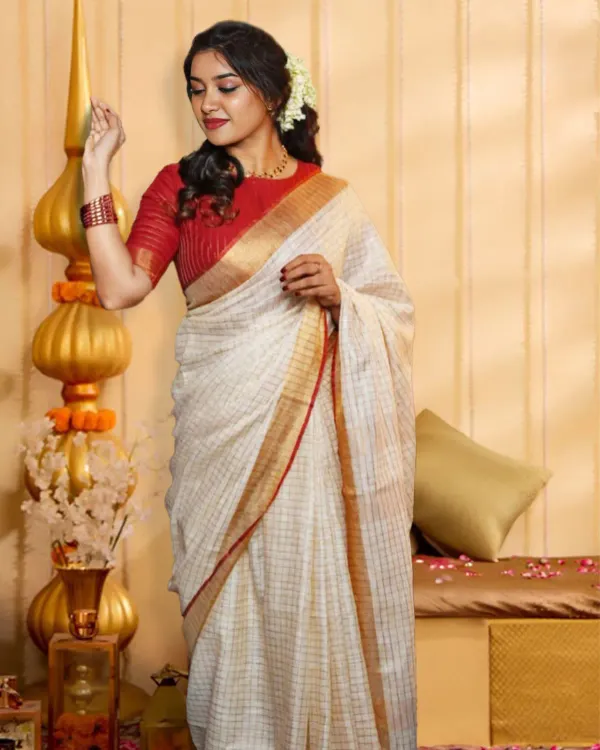 MH_HANDLOOM_Women's_Linen_Slub_Saree_with_Blouse_Piece_for_Every_Occasion