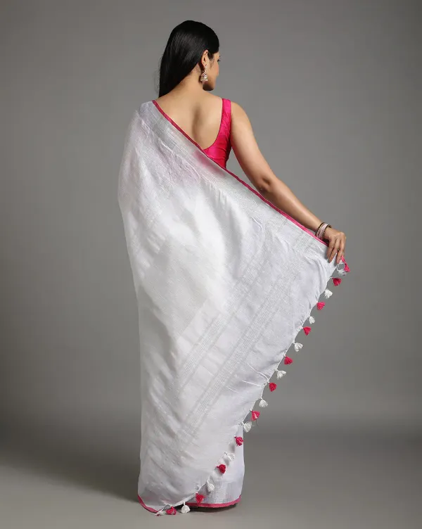 MH_HANDLOOM_Women's_Linen_Slub_Saree_with_Blouse_Piece_for_Every_Occasion