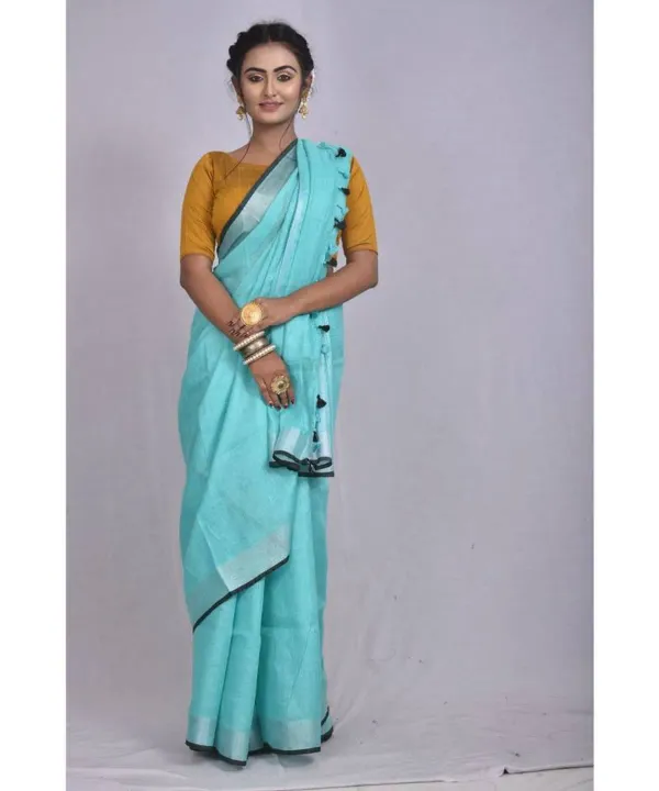MH_HANDLOOM_Women's_Linen_Slub_Saree_with_Blouse_Piece_for_Every_Occasion