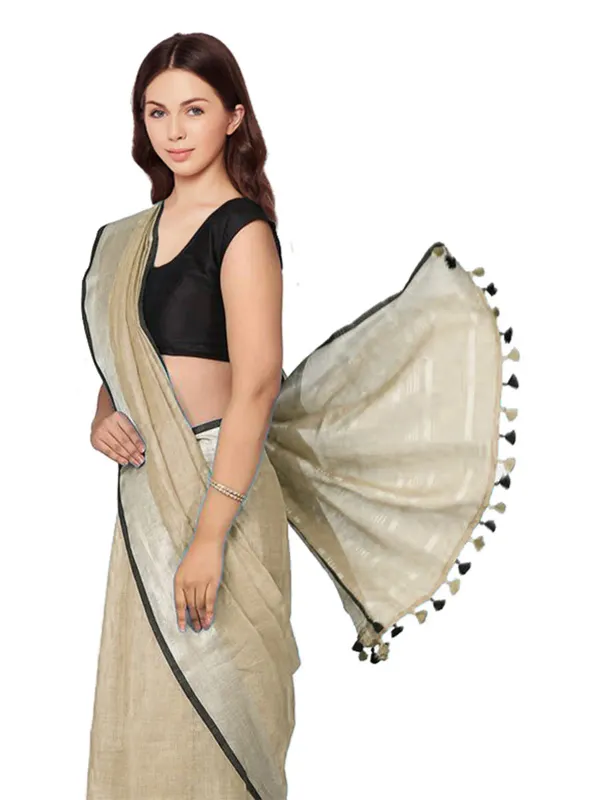 MH_HANDLOOM_Women's_Linen_Slub_Saree_with_Blouse_Piece_for_Every_Occasion