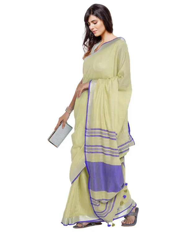 MH_HANDLOOM_Women's_Linen_Slub_Saree_with_Blouse_Piece_for_Every_Occasion