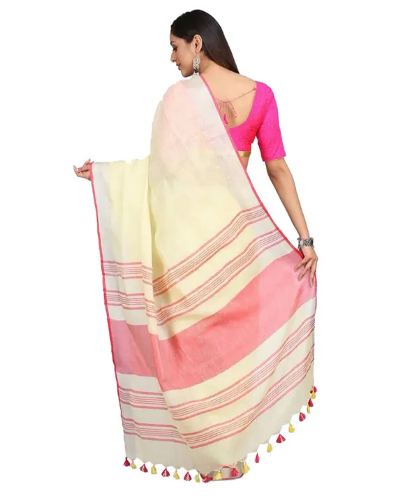 MH_HANDLOOM_Women's_Linen_Slub_Saree_with_Blouse_Piece_for_Every_Occasion
