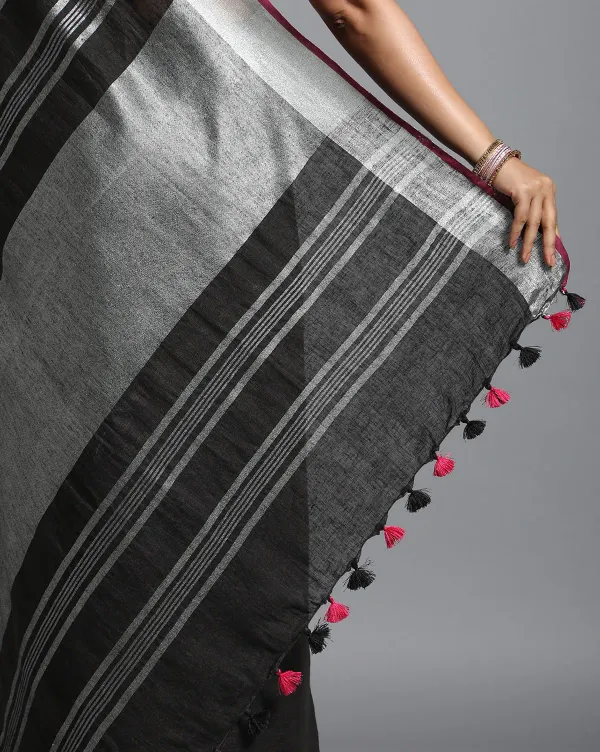 MH_HANDLOOM_Women's_Linen_Slub_Saree_with_Blouse_Piece_for_Every_Occasion