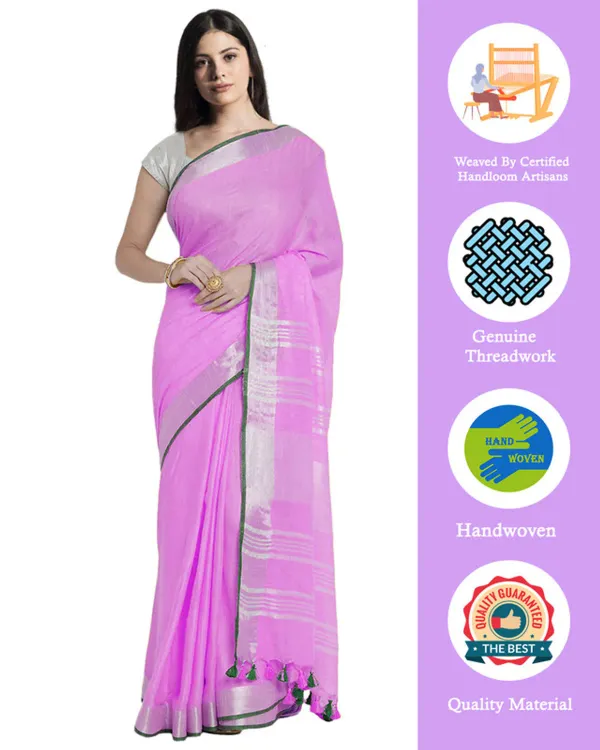 MH_HANDLOOM_Women's_Linen_Slub_Saree_with_Blouse_Piece_for_Every_Occasion