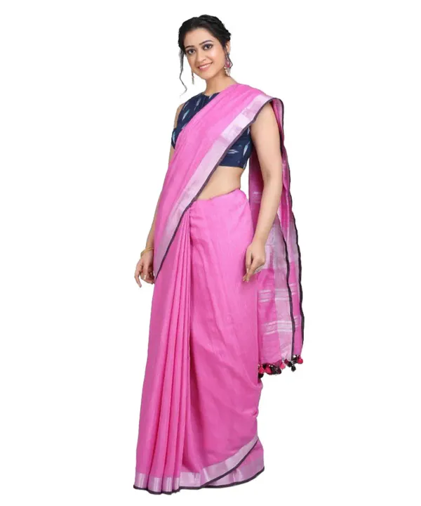 MH_HANDLOOM_Women's_Linen_Slub_Saree_with_Blouse_Piece_for_Every_Occasion