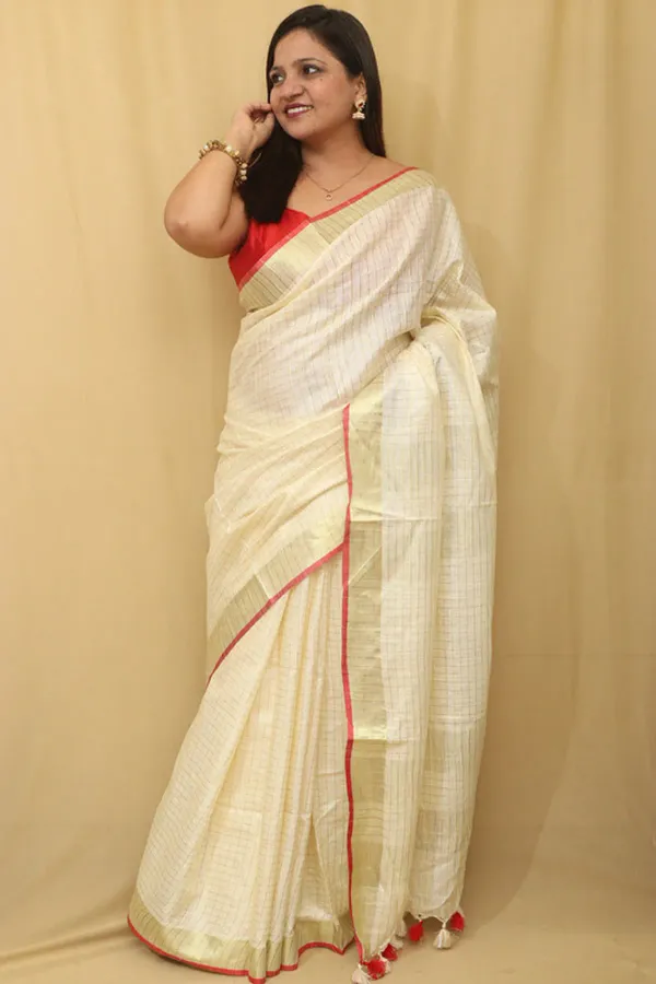 MH_HANDLOOM_Women's_Linen_Slub_Saree_with_Blouse_Piece_for_Every_Occasion