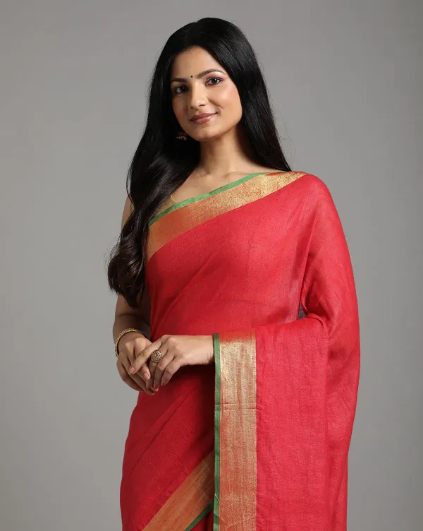 MH_HANDLOOM_Women's_Linen_Slub_Saree_with_Blouse_Piece_for_Every_Occasion