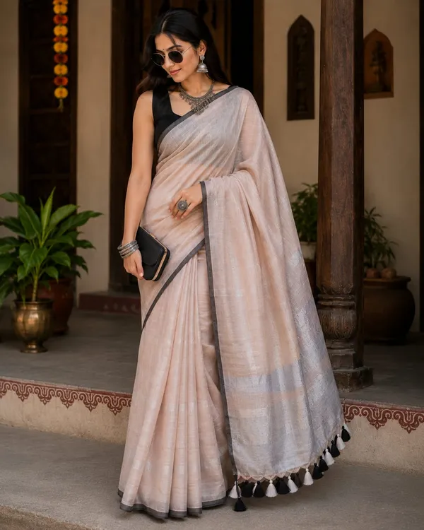 MH_HANDLOOM_Linen_Slub_Saree_with_Blouse_Piece_for_Every_Occasion
