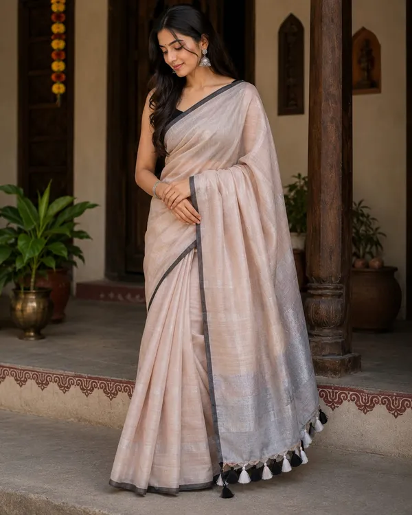 MH_HANDLOOM_Linen_Slub_Saree_with_Blouse_Piece_for_Every_Occasion