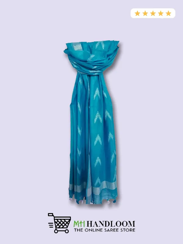 Linen_Cotton_Blend_Zari_Weaving_Handloom_Ikkat_Design_Dupatta