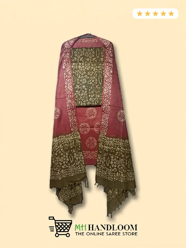 Brown_Cotton_Silk_Batik_Print_Unstitched_Salwar_Suit_Dress_Material_with_Duputta_For_Womens_And_Girls