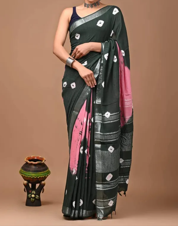 MH_HANDLOOM_LINEN_SLUB_SIBORI_DESIGN_SAREE_WITH_BLOUSE