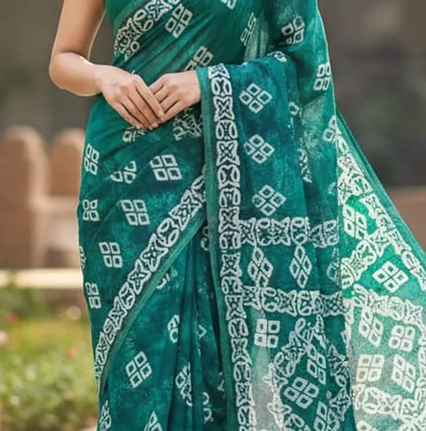 MH_HANDLOOM_Semi_Silk_Batik_Print_Saree_With_Blouse
