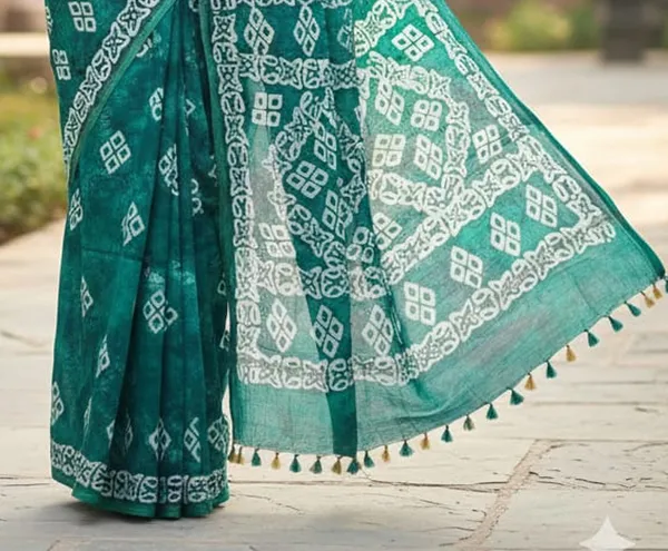MH_HANDLOOM_Semi_Silk_Batik_Print_Saree_With_Blouse