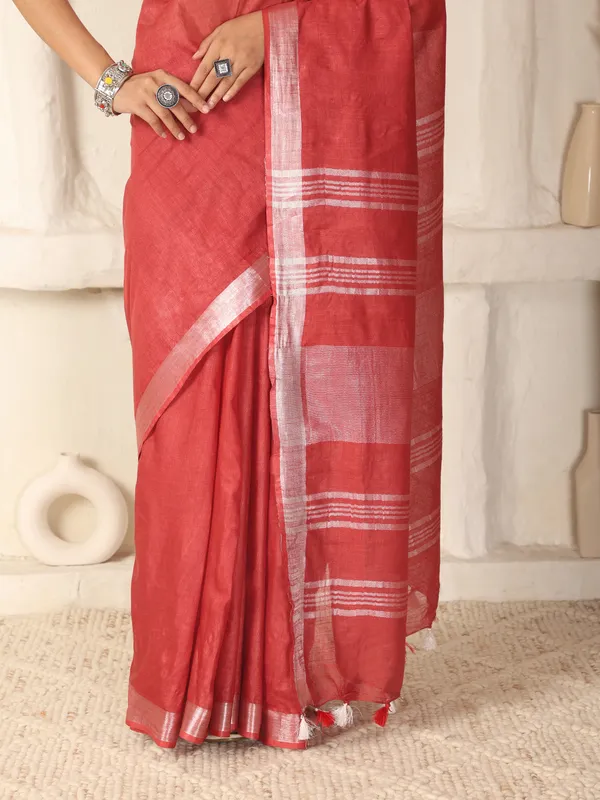 MH_HANDLOOM_WOMEN'S_LINEN_SAREE_WITH_BLOUSE_PIECE