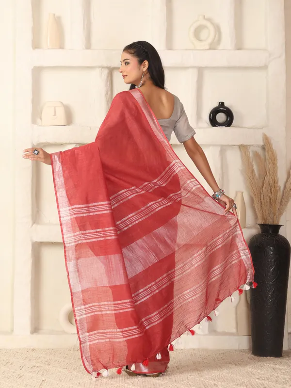MH_HANDLOOM_WOMEN'S_LINEN_SAREE_WITH_BLOUSE_PIECE