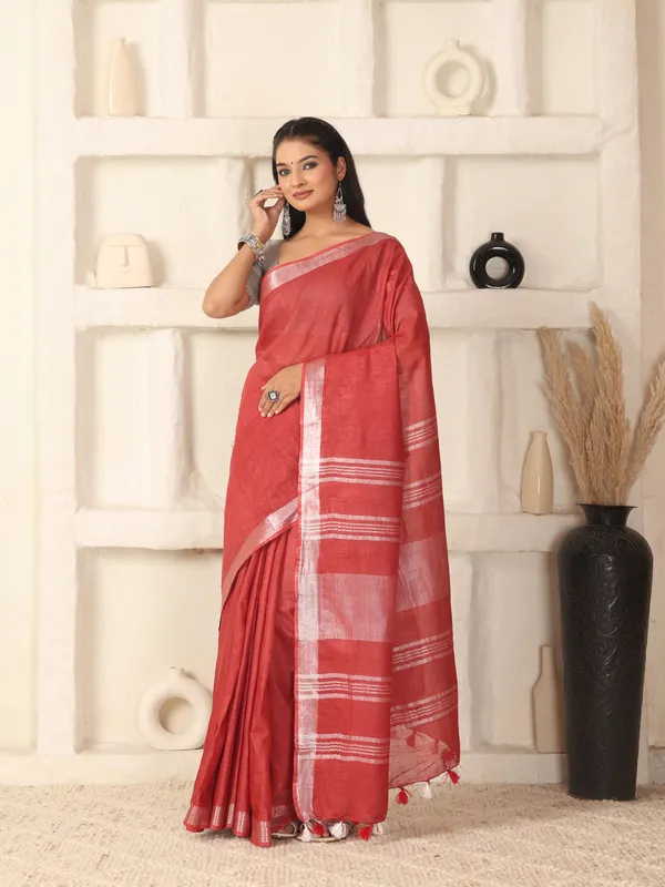 MH_HANDLOOM_WOMEN'S_LINEN_SAREE_WITH_BLOUSE_PIECE