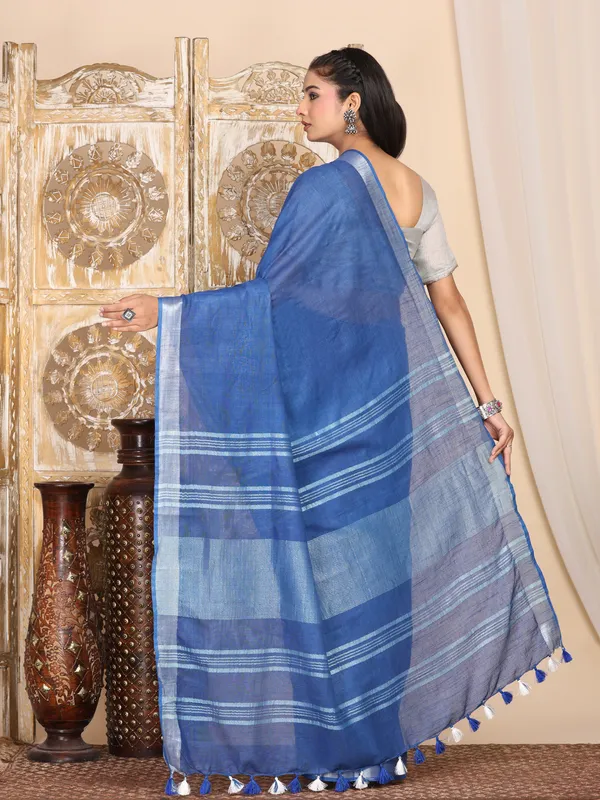 MH_HANDLOOM_WOMEN'S_LINEN_SAREE_WITH_BLOUSE_PIECE