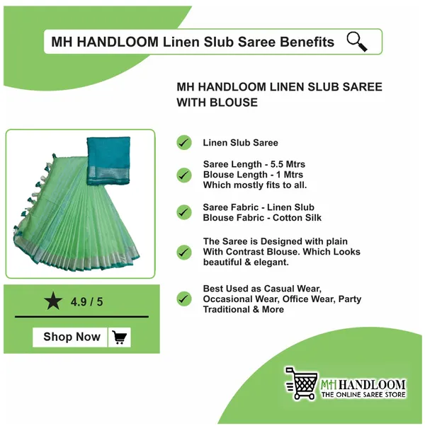 Green_Women's_Linen_Slub_Saree_with_Blouse_Piece_for_Every_Occasion