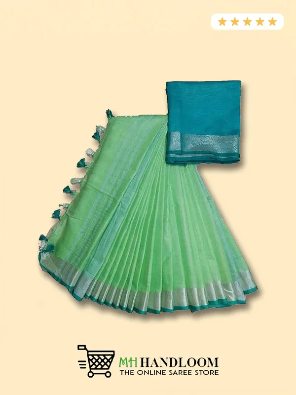 Green_Women's_Linen_Slub_Saree_with_Blouse_Piece_for_Every_Occasion