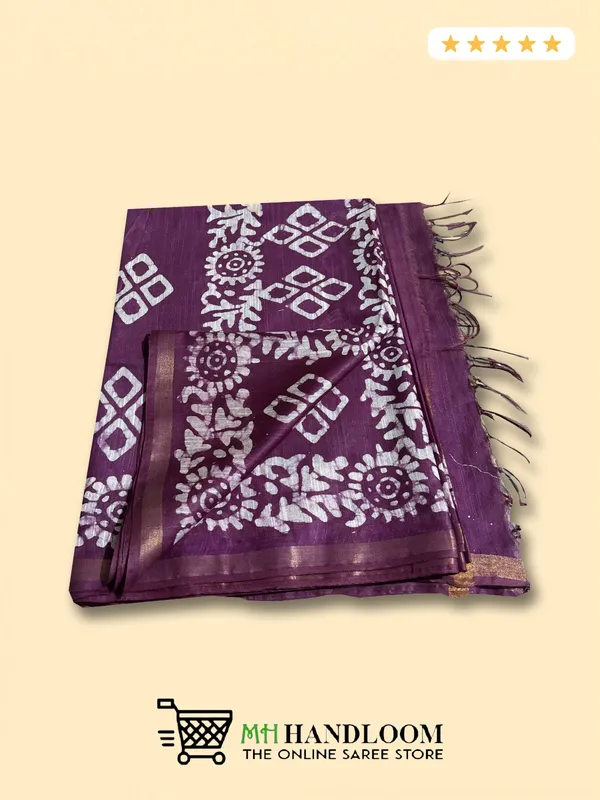 MH_HANDLOOM_Semi_Silk_Batik_Print_Saree_With_Blouse