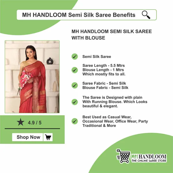 Red_Exquisite_Semi_Silk_Sarees_with_Blouse