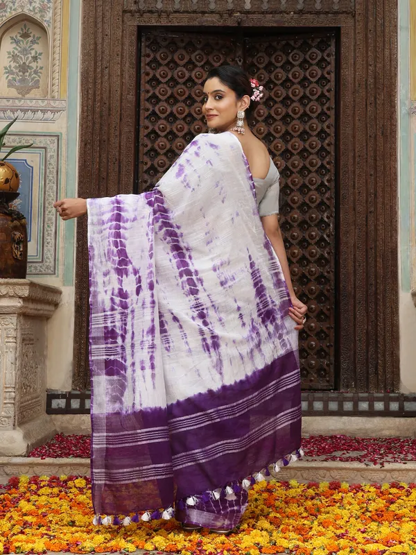 MH_HANDLOOM_LINEN_SLUB_SIBORI_DESIGN_SAREE_WITH_BLOUSE