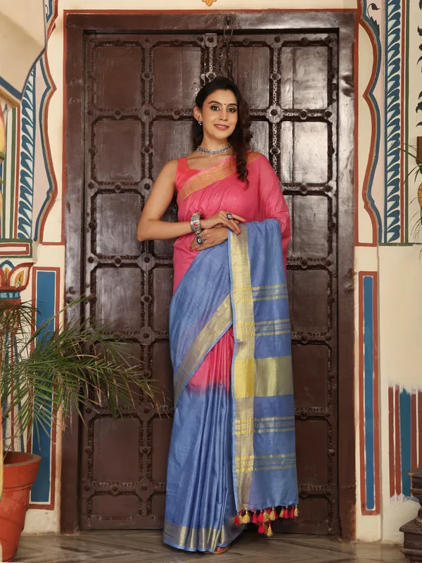 MH_HANDLOOM_WOMEN'S_LINEN_SAREE_WITH_BLOUSE_PIECE