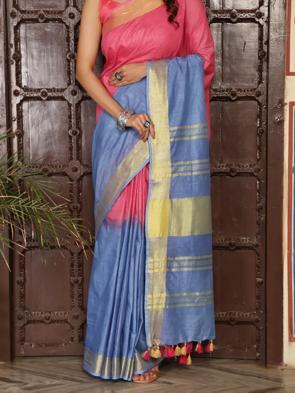 MH_HANDLOOM_WOMEN'S_LINEN_SAREE_WITH_BLOUSE_PIECE