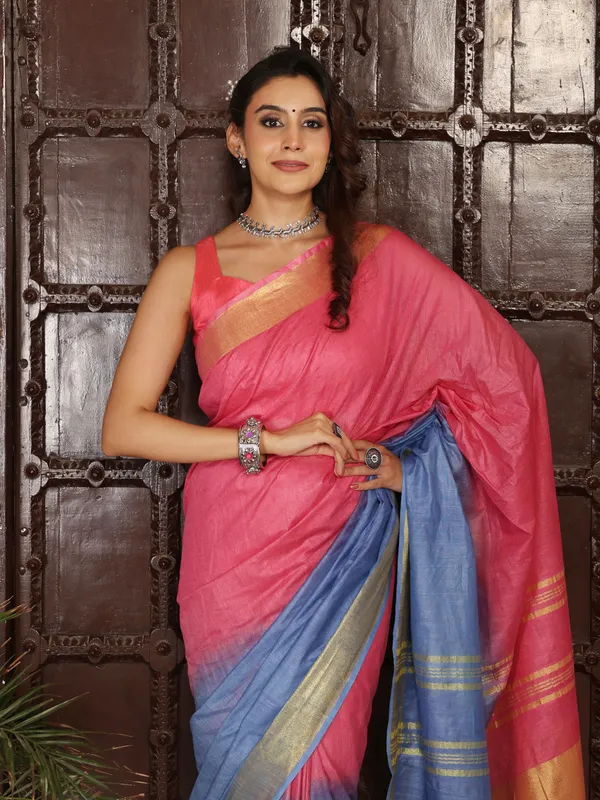 MH_HANDLOOM_WOMEN'S_LINEN_SAREE_WITH_BLOUSE_PIECE